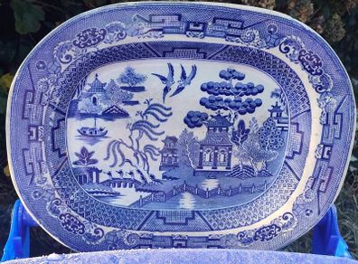 19th Century Willow Pattern Stoneware Platter