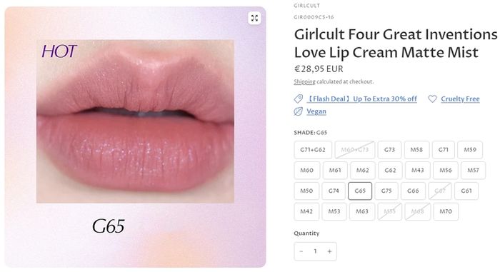 Girlcult C-Beauty Liquid Lipstick in Shade G65 Cold Beauty