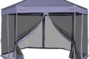 Hexagonal Pop-Up Marquee with 6 Sidewalls Dark Blue