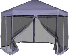 Hexagonal Pop-Up Marquee with 6 Sidewalls Dark Blue