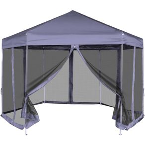 Hexagonal Pop-Up Marquee with 6 Sidewalls Dark Blue