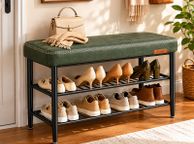 main image for ad Shoe Storage Bench with Cushioned Seat  Faux Leather Entryway Bench