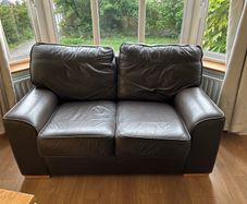 Quality Dark Brown Leather 2-Seater Sofa