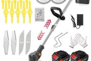 Metal Blade Strimmer, Cordless Grass Edger Lithium Battery Strimmers with Adjustable Telescopic Long Handle for Lawn Garden Pruning