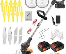 Metal Blade Strimmer, Cordless Grass Edger Lithium Battery Strimmers with Adjustable Telescopic Long Handle for Lawn Garden Pruning