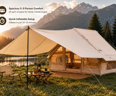 Inflatable Camping Tent 3 to 5 Person with Canopy Stove Jack and Air Pump