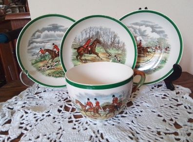 Copeland Spode Oversized Hunting Scene Cup & Saucers