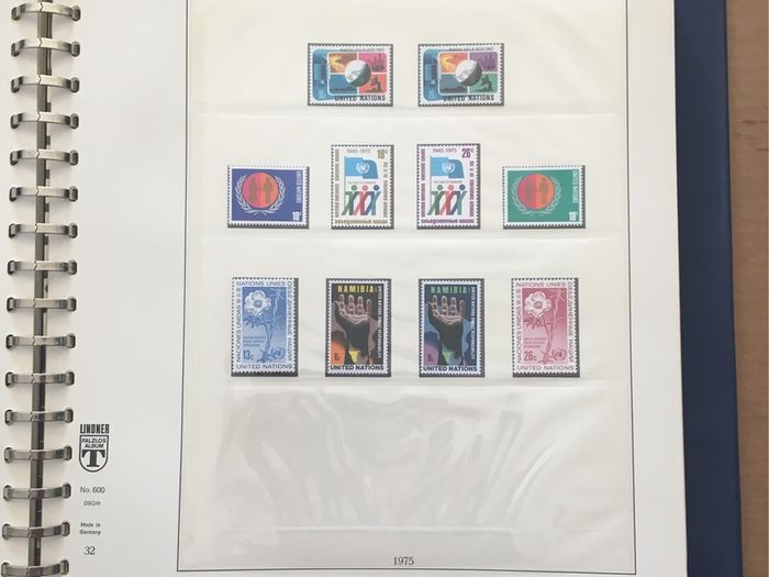 1951-1980s United Nations Stamp Collection Mint Never Hinged (MNH) in Lindner Pages housed in album (60 images showing contents)