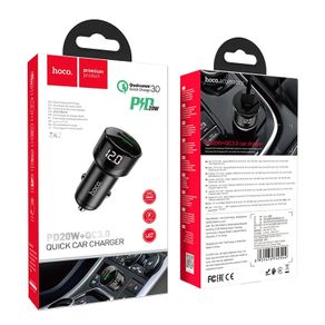 Hoco Z42 Light Road Dual Port PD20W + QC3.0 Digital Display Car Charger Black