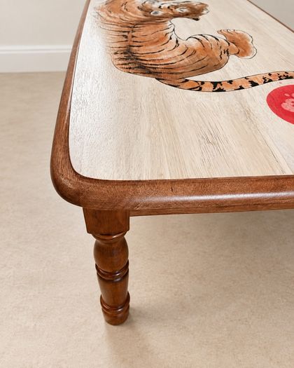 Hand painted solid wood coffee table