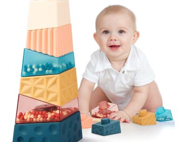 Sensory Toys Stacking Toys for Babys 2 3 Year Olds, Montessori Baby Toys Toddler 18+ Months, Early Educational Sorting Balance Autism Toys, Building Blocks Irregular