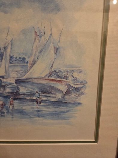 "Le Mont St Michel Maree Basse" Signed Watercolour framed