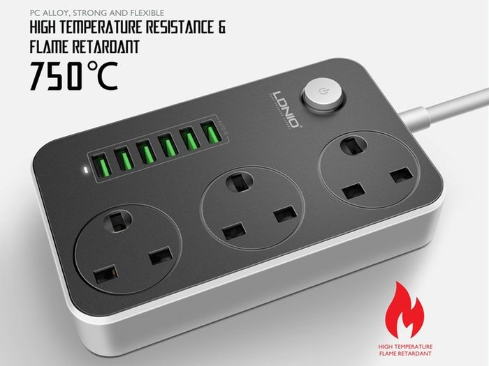 New Power Strip with 3 AC Sockets + 6 USB Ports