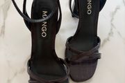 Brown crocodile print Mango high block heels, worn twice.