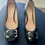 Guess Black Leather Block Heels Gold Detsil Image 7
