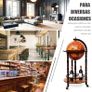 Wooden Globe Bar on Wheels, Bar Trolley, Home Bar, Wine Rack 45 x 45 x 88 cm, Brown Image 8