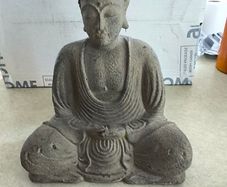Meditating Buddha Statue, Concrete Garden Decor (8 1/4 Inch)