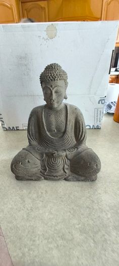 Meditating Buddha Statue, Concrete Garden Decor (8 1/4 Inch)
