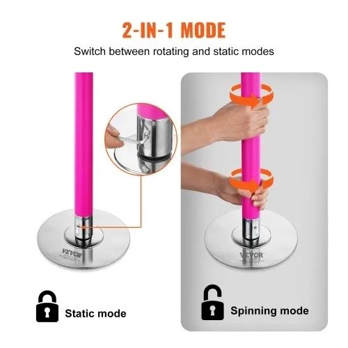 Dancing Pole, Spinning Static Dancing Pole Kit, Portable Removable Pole, 40mm Heavy-Duty Stainless Steel Pole