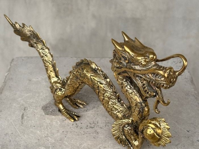 The Dragon And The Pearl - Polished Bronze