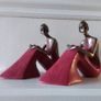 Vintage Bronze Art Deco Sculpture Lady Sitting - Pair Image 9