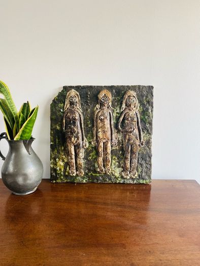 Ceramic Artwork on Stone 38.5 x 36.5 cm
