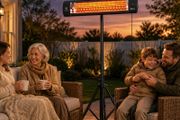 Electric Infrared Patio Heate IP65 2500 W with Tripod, 3 Heat Settings, 24H Timer