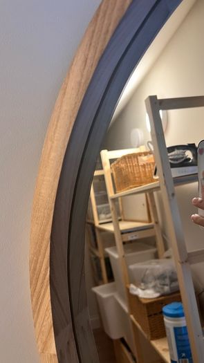 Wooden arched mirror