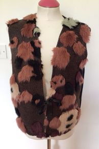 Le Comte Ladies Knitted Gilet cardigan fur trims size 12 includes post