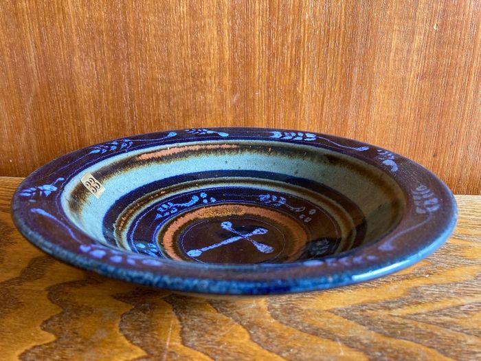 blue ceramic dish