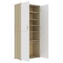 Shoe Cabinet White and Sonoma Oak 80x39x178 cm Chipboard Image 9