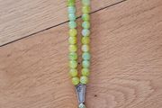 Semi-precious Lime Green Onyx Agate Prayer Worry Beads with Silver Accents x33