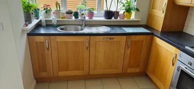 Kitchen cabinets.