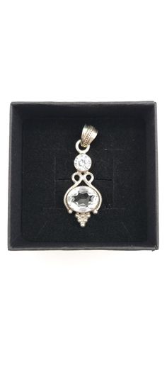 White Quartz And Cubic Zirconia Sterling Silver Pendant