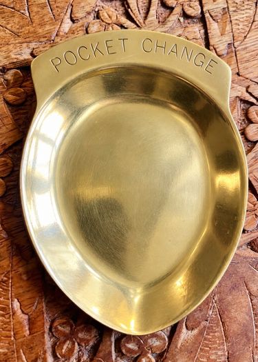 Vintage Solid Brass Pocket Change Dish Coin Tray Jewellery Trinket Holder