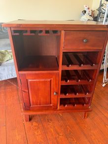 Mahogany Drinks Cabinet with Wine Rack & Glass Holder