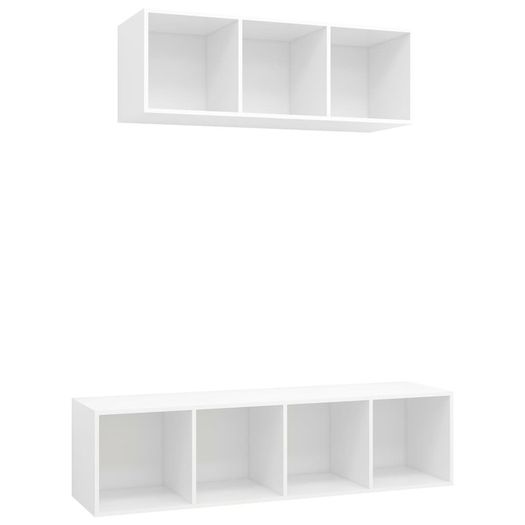 2 Piece TV Cabinet Set White Chipboard