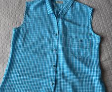 Avalon Designs Blue Gingham Sleeveless Shirt Size 12
