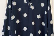 Size 14 Navy&amp;Cream Blouse by Marks&amp;Spencer