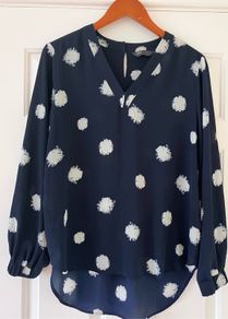 Size 14 Navy&Cream Blouse by Marks&Spencer