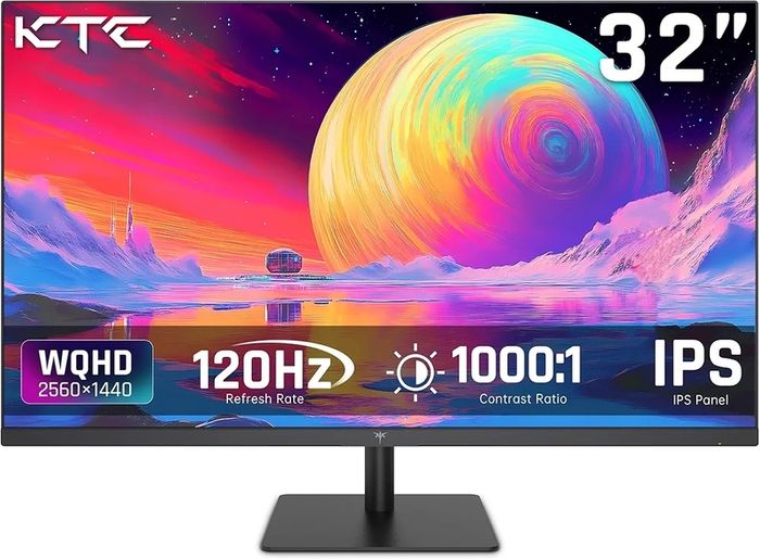 KTC Flat 32 Inch Monitor, QHD 1440P 2K 120Hz (OC) IPS Large Computer Monitor, Ultra Thin Bezels, Anti-Blue Light, HDR10, 103% sRGB, 86% DCI-P3, 350 Nits, 3ms MPRT,