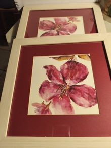 SET OF 2 Picture - Pastel pink flower - reproduction in frame , Brent Heighten artist