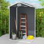 Metal Storage Shed With Latched Door Good Ventilation Sloped Roof Outdoor Patio Equipment Tool Storage Image 5