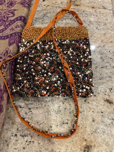 ladies scarfs and beaded bag