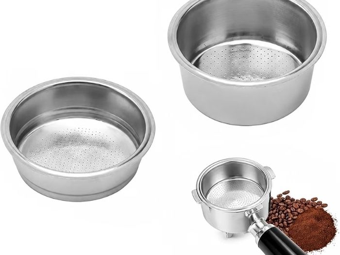 2 Pack 51mm Stainless Steel Espresso Portafilter Baskets Single Double Cup  Precision punched for even extraction, food-grade finish, heat-resistant, easy to clean, fits high-pressure coffee makers