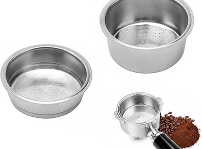 2 Pack 51mm Stainless Steel Espresso Portafilter Baskets Single Double Cup  Precision punched for even extraction, food-grade finish, heat-resistant, easy to clean, fits high-pressure coffee makers