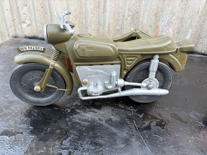 vintage Cherilea action man German motorcycle and sidecar plus battle worn Jeep