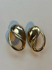 Vintage Givenchy Gold Tone Abstract Swirl Teardrop Earrings