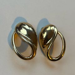 Vintage Givenchy Gold Tone Abstract Swirl Teardrop Earrings