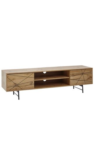 Oak Effect TV Stand 160 cm  Contemporary Wooden Entertainment Unit.